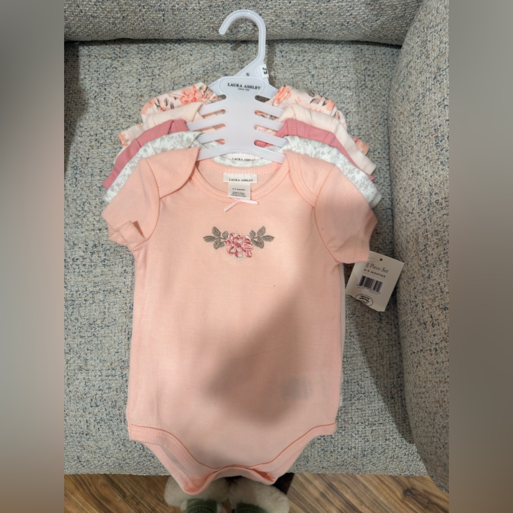 Laura Ashley Pink and Cream Baby Onesies Set